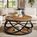 2-Tier Round Coffee Table with Storage Shelf D64084