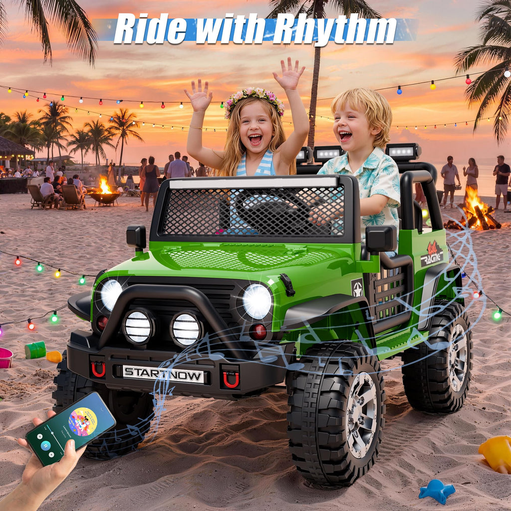 24V 4WD Ride on Truck Car with 800W Motors, Remote Control, 2 Seaters, Green E334119
