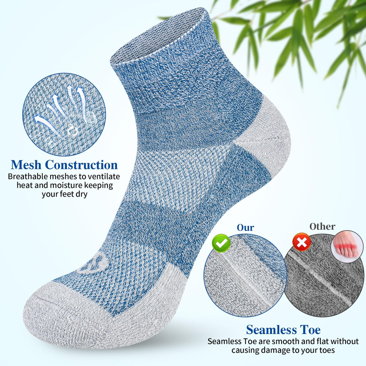 Diabetic Socks for Men, 10 Pairs Ankle & Low Cut Size 9-15 A5827