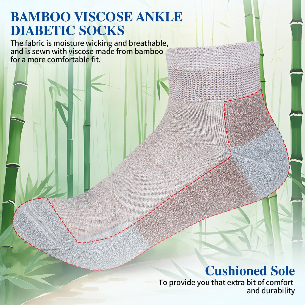 Diabetic Socks for Men, 10 Pairs Ankle & Low Cut Size 9-15 A5827