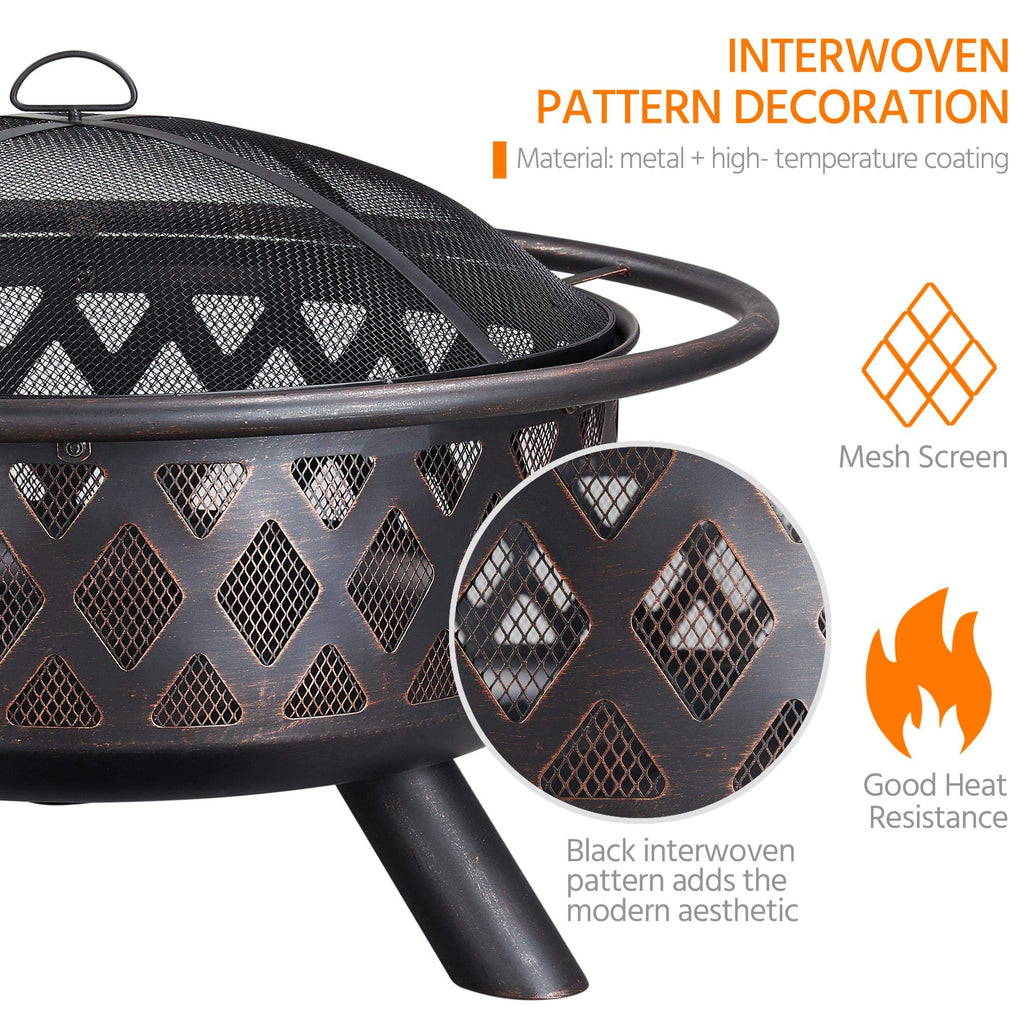 36in Wood Burning Fire Pit with Spark Screen K86868