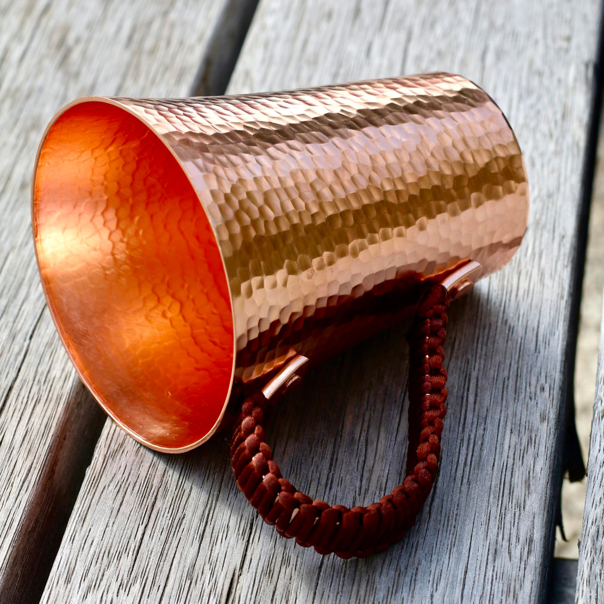 Copper Hand Hammered Ice Tea Cup with Handle 15 OZ D595534