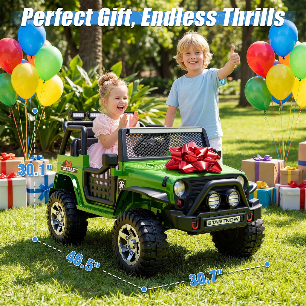 24V 4WD Ride on Truck Car with 800W Motors, Remote Control, 2 Seaters, Green E334119