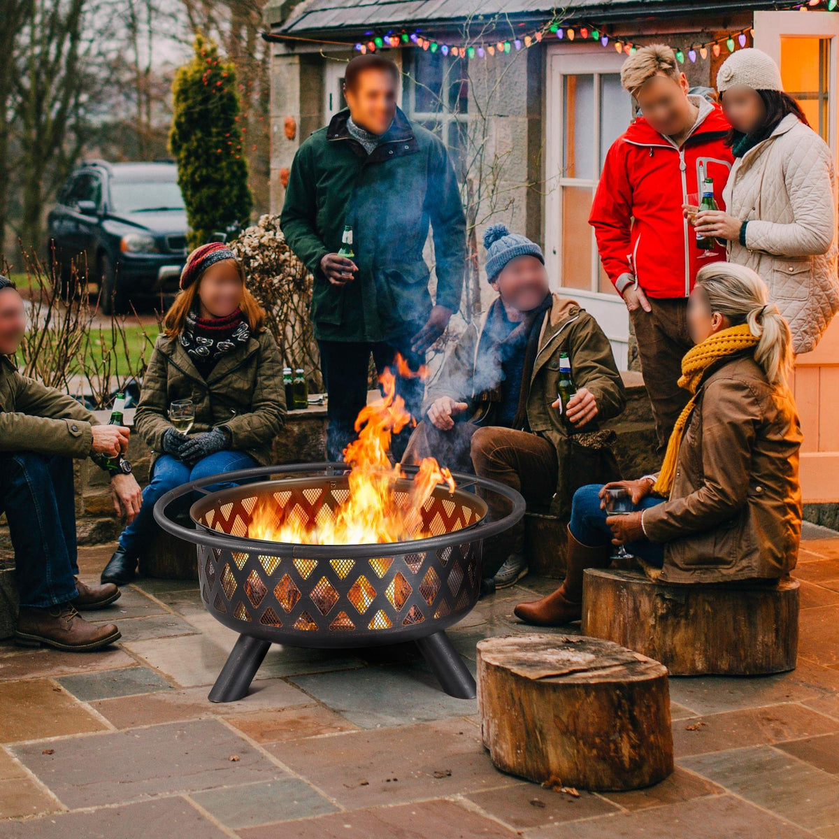 36in Wood Burning Fire Pit with Spark Screen K86868