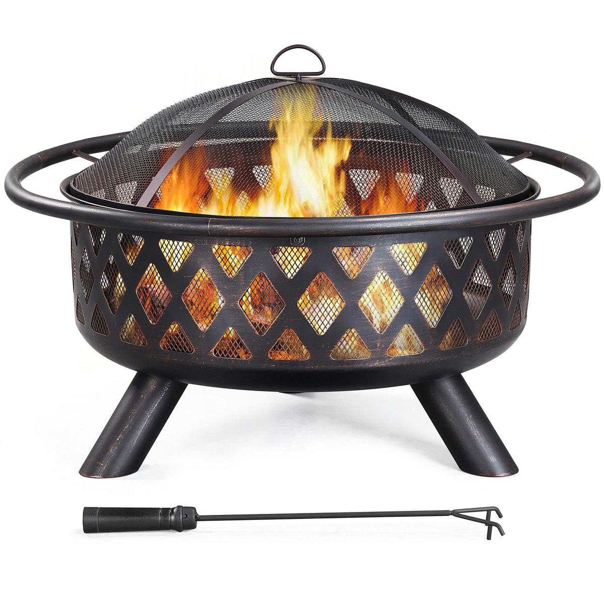 36in Wood Burning Fire Pit with Spark Screen K86868