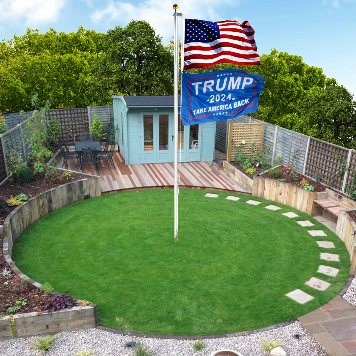 20 FT Aluminum Flagpole Kit with USA Flag Z70017